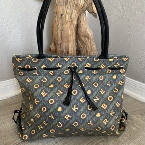 Dooney and Bourke Navy Vintage DB Logo Tote Bag Purse Y2K